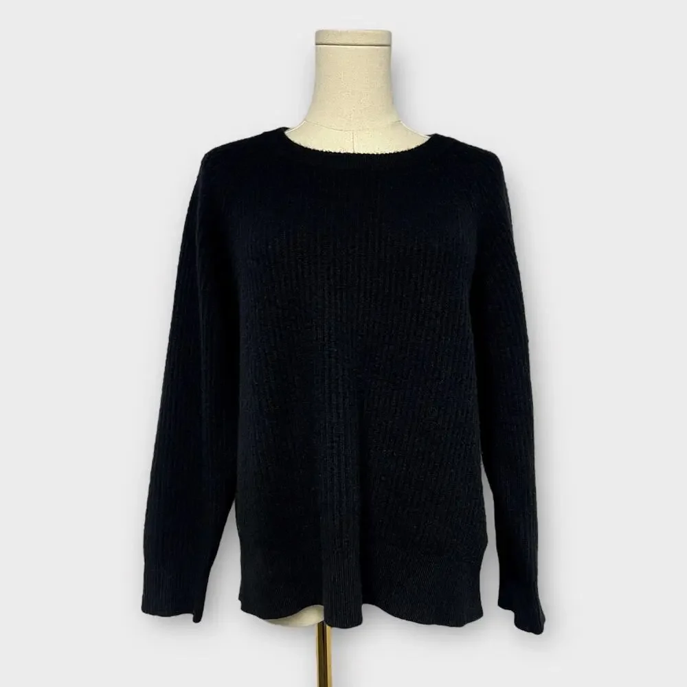 J.Crew Ribbed Cashmere Oversized Crewneck Sweater Black Size XS